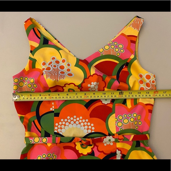 Mod small 2 4 wiggle sheath dress floral 60s belt - Picture 4 of 14